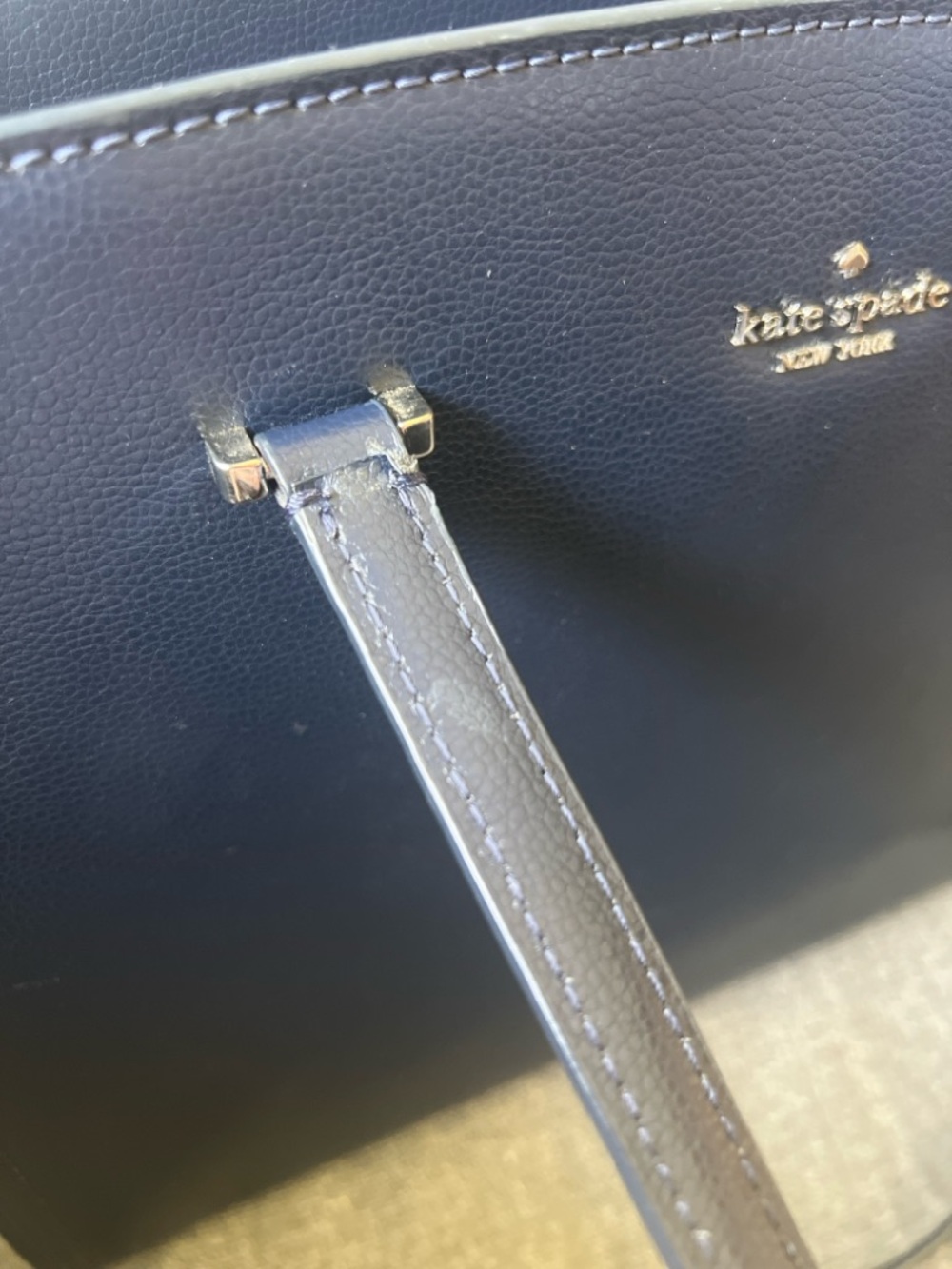 Kate Spade Navy Leather Tote with Shoulder Strap - Picture 8 of 9